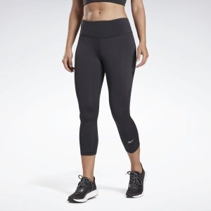 Legginsy Damskie Reebok Running Essentials 3/4 Czarne PL 02DGVUJ